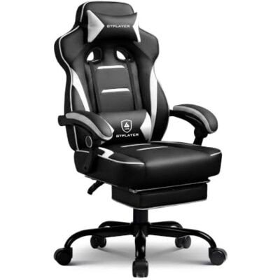 Silla Gaming GTPLAYER Ergonómica 180kg Reclinable 155° con Reposapiés - Blanco Silla Gaming GTPLAYER Ergonómica 180kg Reclinable 155° con Reposapiés - Blanco