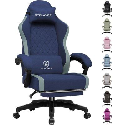 Silla Gaming GTPLAYER Ergonómica Transpirable con Reposapiés Azul Silla Gaming GTPLAYER Ergonómica Transpirable con Reposapiés Azul