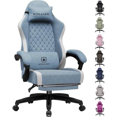 Silla Gaming GTPLAYER Ergonómica con Reposapiés Transpirable Azul Claro Silla Gaming GTPLAYER Ergonómica con Reposapiés Transpirable Azul Claro