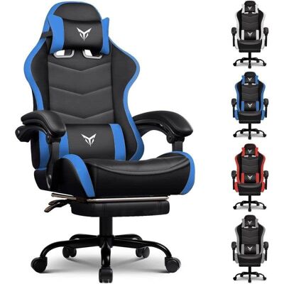 Silla Gaming GTPLAYER Ergonómica con Reposapiés Soporte Lumbar Azul Silla Gaming GTPLAYER Ergonómica con Reposapiés Soporte Lumbar Azul