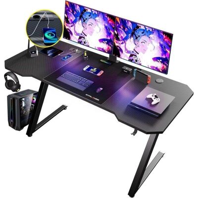 Mesa Gaming GTPLAYER 120x60 cm Superficie Fibra de Carbono Enchufe USB Mesa Gaming GTPLAYER 120x60 cm Superficie Fibra de Carbono Enchufe USB