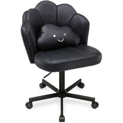 gtplayer Silla De Escritorio En Forma De Flor Con Ruedas, Silla De Maquillaje Con Doble Respaldo Y Cojín Nube, Silla Giratoria Altura Ajustable, Silla De Oficina Para Dormitorio Homeoffice, Cuero Pu - Negro gtplayer Silla De Escritorio En Forma De Flor Con Ruedas, Silla De Maquillaje Con Doble Respaldo Y Cojín Nube, Silla Giratoria Altura Ajustable, Silla De Oficina Para Dormitorio Homeoffice, Cuero Pu - Negro