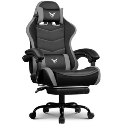 Silla Gaming GTPLAYER Ergonómica Con Reposapiés - Gris Silla Gaming GTPLAYER Ergonómica Con Reposapiés - Gris