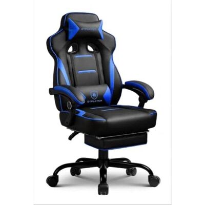 Silla gaming GTPLAYER ergonómica con reposapiés, soporte lumbar y reclinable 155° azul Silla gaming GTPLAYER ergonómica con reposapiés, soporte lumbar y reclinable 155° azul