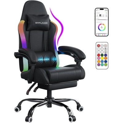 Silla Gaming GTPLAYER Ergonómica con Iluminación LED RGB y Masaje Silla Gaming GTPLAYER Ergonómica con Iluminación LED RGB y Masaje