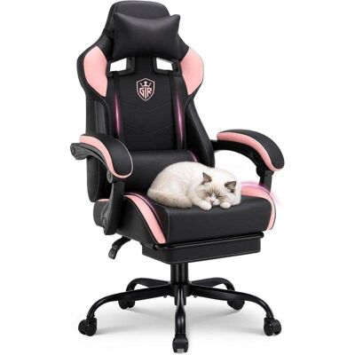 Silla gaming GTPLAYER rosa con reposapiés ergonómica 150 kg Silla gaming GTPLAYER rosa con reposapiés ergonómica 150 kg