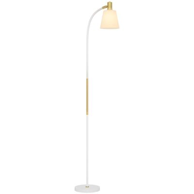 Homcom Lámpara De Pie Led Con Altura Ajustable Pantalla Blanco Y Dorado Homcom Lámpara De Pie Led Con Altura Ajustable Pantalla Blanco Y Dorado