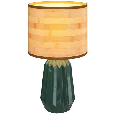 Homcom Lámpara De Mesa Base Cerámica Pantalla Lino 40w Verde Y Madera Natural Homcom Lámpara De Mesa Base Cerámica Pantalla Lino 40w Verde Y Madera Natural