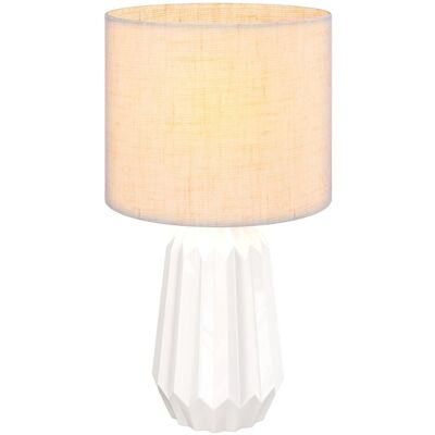 Homcom Lámpara De Mesa Base Cerámica Pantalla Lino 40w Blanco Y Beige Homcom Lámpara De Mesa Base Cerámica Pantalla Lino 40w Blanco Y Beige