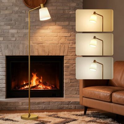 Homcom Lámpara De Pie Led Regulable 3 Temperaturas De Color Blanco Y Dorado Homcom Lámpara De Pie Led Regulable 3 Temperaturas De Color Blanco Y Dorado
