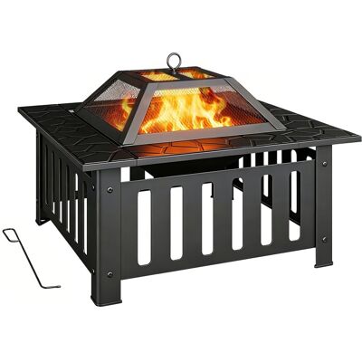 Outsunny Brasero Exterior De Acero Cuadrado Con Atizador 67x67x47 Cm Negro Outsunny Brasero Exterior De Acero Cuadrado Con Atizador 67x67x47 Cm Negro