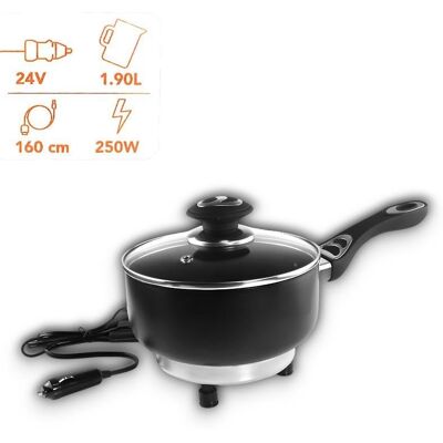 Olla eléctrica Karawan 24V 250W con tapa cable 160cm para camión fusible 20A Olla eléctrica Karawan 24V 250W con tapa cable 160cm para camión fusible 20A