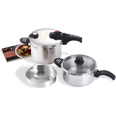 G-sola Set De Ollas A Presión 4 l Y 6 l – Acero Inoxidable 18/10, Triple Seguridad, Cocción Rápida Y Súper Rápida, Aptas Todo Tipo De Cocinas, Incluye Tapa, Cestillo Y Recetario David De Jorge G-sola Set De Ollas A Presión 4 l Y 6 l – Acero Inoxidable 18/10, Triple Seguridad, Cocción Rápida Y Súper Rápida, Aptas Todo Tipo De Cocinas, Incluye Tapa, Cestillo Y Recetario David De Jorge