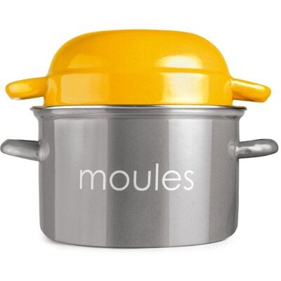 Ibili Moules - Olla De 18 Cm Para Mejillones En Acero Esmaltado Con Tapa Especial. Peach Ibili Moules - Olla De 18 Cm Para Mejillones En Acero Esmaltado Con Tapa Especial. Peach