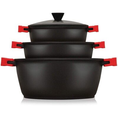 Batería de cocina Briebe Blackt3 aluminio fundido inducción 6 piezas titanio Batería de cocina Briebe Blackt3 aluminio fundido inducción 6 piezas titanio