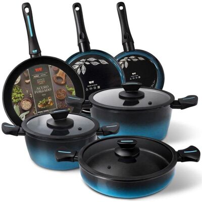 Batería de Cocina Inducción Briebe MARE 9 Piezas Acero Forjado Batería de Cocina Inducción Briebe MARE 9 Piezas Acero Forjado