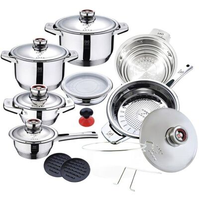 Batería de cocina Klack 16 piezas acero inoxidable compatible inducción Batería de cocina Klack 16 piezas acero inoxidable compatible inducción