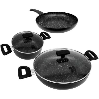 Batería de cocina Klack de 5 piezas con tapas de aluminio antiadherente Batería de cocina Klack de 5 piezas con tapas de aluminio antiadherente