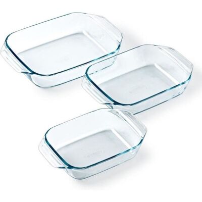 Pyrex Irresistible Set 3 Fuentes De Horno Rectangulares De Vidrio Borosilicato Transparente, 20/25/28 Cm, Aptas Horno Microondas Y Lavavajillas, Sin Bpa Y Resistentes A Choque Térmico 240°c Pyrex Irresistible Set 3 Fuentes De Horno Rectangulares De Vidrio Borosilicato Transparente, 20/25/28 Cm, Aptas Horno Microondas Y Lavavajillas, Sin Bpa Y Resistentes A Choque Térmico 240°c