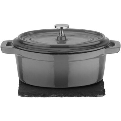 Gsw Mini Cocotte Ovalada Gris Antracita 12x10 Cm, 0,2 L, Hierro Fundido Esmaltado, Base Ferrotherm E Inducción, Apta Para Horno 240 °c, Apta Lavavajillas, Set 3 Gsw Mini Cocotte Ovalada Gris Antracita 12x10 Cm, 0,2 L, Hierro Fundido Esmaltado, Base Ferrotherm E Inducción, Apta Para Horno 240 °c, Apta Lavavajillas, Set 3