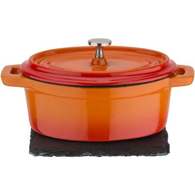 Gsw Mini Cocotte Oval De Acero Fundido 0,2 L Naranja Con Interior Esmaltado Blanco, Apta Para Inducción Y Horno Hasta 240°c Gsw Mini Cocotte Oval De Acero Fundido 0,2 L Naranja Con Interior Esmaltado Blanco, Apta Para Inducción Y Horno Hasta 240°c