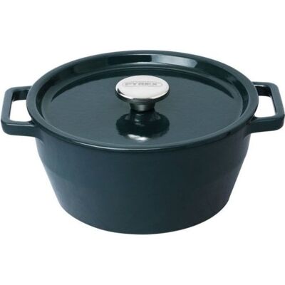 Cocotte Redonda Pyrex Slow Cook 24 Cm De Hierro Fundido Esmaltado Azul Oscuro Cocotte Redonda Pyrex Slow Cook 24 Cm De Hierro Fundido Esmaltado Azul Oscuro