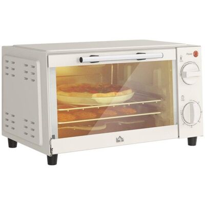 Horno de Sobremesa Homcom Mini 9L 750W Temperatura y Temporizador Ajustables Crema Horno de Sobremesa Homcom Mini 9L 750W Temperatura y Temporizador Ajustables Crema