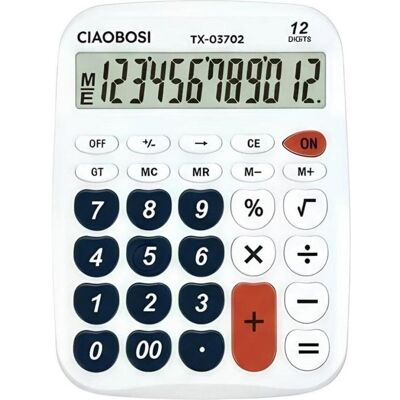 Calculadora Avizar TX-03702 12 dígitos blanca teclas silenciosas Calculadora Avizar TX-03702 12 dígitos blanca teclas silenciosas