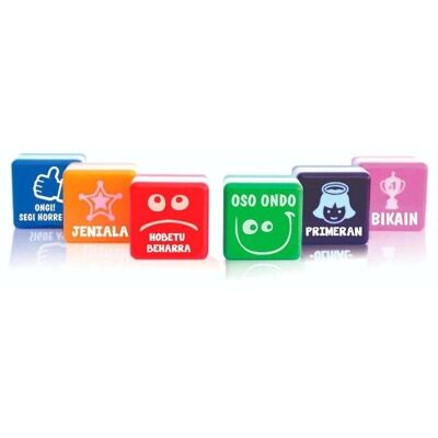 officebox-brand Set de sellos de motivación Officebox en euskera, pre entintados y reutilizables officebox-brand Set de sellos de motivación Officebox en euskera, pre entintados y reutilizables