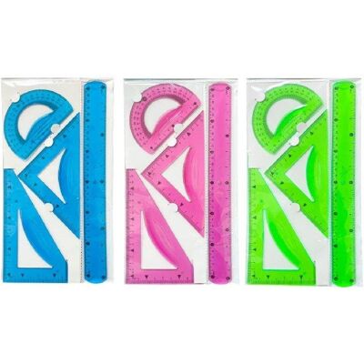 Juego de Reglas Liderpapel en Funda Transparente con Regla, Escuadra, Cartabón y Semicírculo Juego de Reglas Liderpapel en Funda Transparente con Regla, Escuadra, Cartabón y Semicírculo