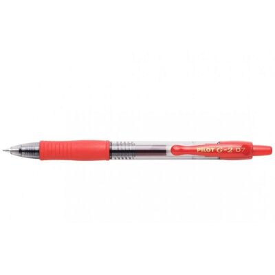 Bolígrafo de gel Pilot G-2 0.7 retráctil rojo transparente Bolígrafo de gel Pilot G-2 0.7 retráctil rojo transparente