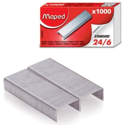 Grapas Metálicas Maped 24/6 Paquete de 1000 Unidades para Papel Grapas Metálicas Maped 24/6 Paquete de 1000 Unidades para Papel