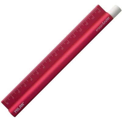 Regla y Goma Milan Metal Touch 15 cm Fucsia Regla y Goma Milan Metal Touch 15 cm Fucsia