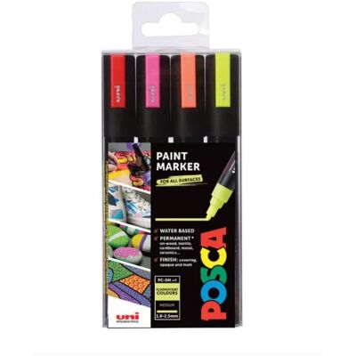 Rotulador Posca PC-5M Medio Punta Redonda Set 4 Colores Flúor Rotulador Posca PC-5M Medio Punta Redonda Set 4 Colores Flúor