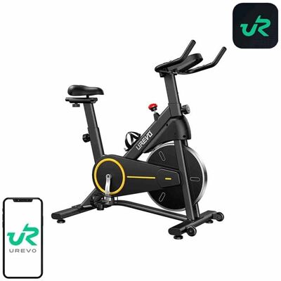Bicicleta estática UREVO T1 amarilla y negra con resistencia magnética Bicicleta estática UREVO T1 amarilla y negra con resistencia magnética