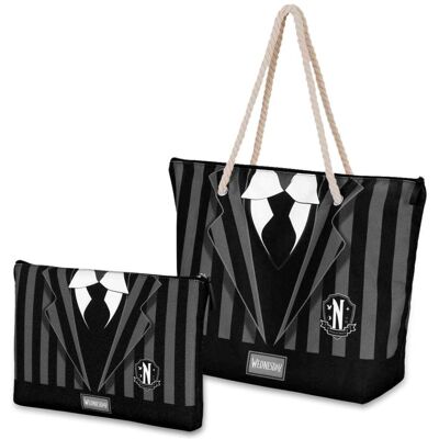 Karactermania - Bolsa De Playa Soleil Con Neceser De Regalo. Miércoles Uniform Karactermania - Bolsa De Playa Soleil Con Neceser De Regalo. Miércoles Uniform