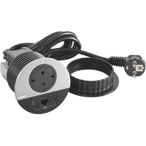 Legrand Toma Empotrada 2p+t, Usb A+c Y Rj45  Incara Cable 2m Y Clavija 2p+t 654712 Metálico