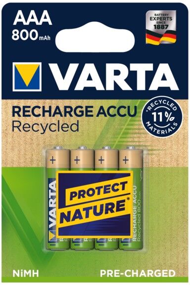 Silver Sanz Pila Recargable Lr03 Aaa 800mah Varta Blister 4 Pilas Recycled