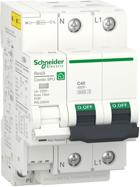 Schneider Electric Protección Sobretensiones Transitorias Y Permanentes  R9l20640 1+n Polos 40a