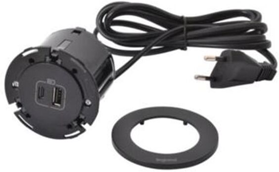 Legrand Cargador Empotrado Usb A+c  Serie Incara Cable 2m Y Clavija 2p+t 654731 Negro