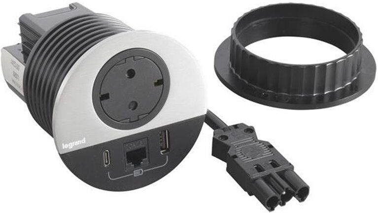 Legrand Toma Empotrada 2p+t, Usb A+c Y Rj45  Incara Conector Wieland 654712f Metálico