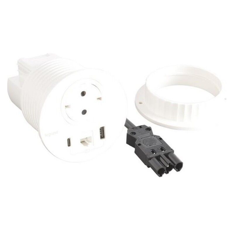 Legrand Toma Empotrada 2p+t, Usb A+c Y Rj45  Incara Conector Wieland 654710f Blanco