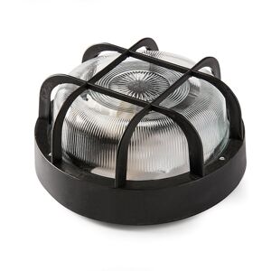 Famatel Aplique Redondo 100w Ip44 E27 Difusor Cristal  4411g Negro