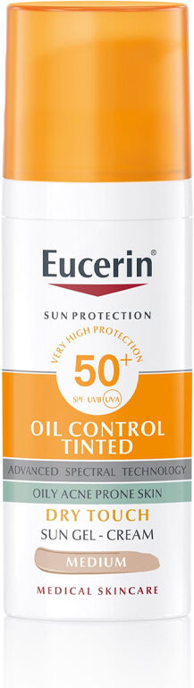 Eucerin Sun Oil Control Tinted Toque Seco Tom Médio SPF50+ 50ml