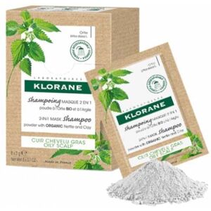 Klorane Capilar Champú Mascarilla 2 en 1 Polvo a la Ortiga y a la Arcilla 8 sobres