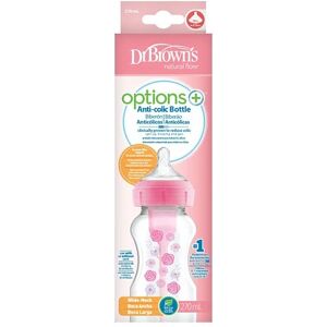 Dr Brown''s Options Biberón de silicona con tetina ancha rosa 270 ml