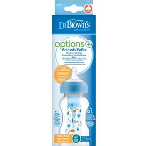 Dr Brown''s Options Biberón de silicona con tetina ancha azul 270 ml