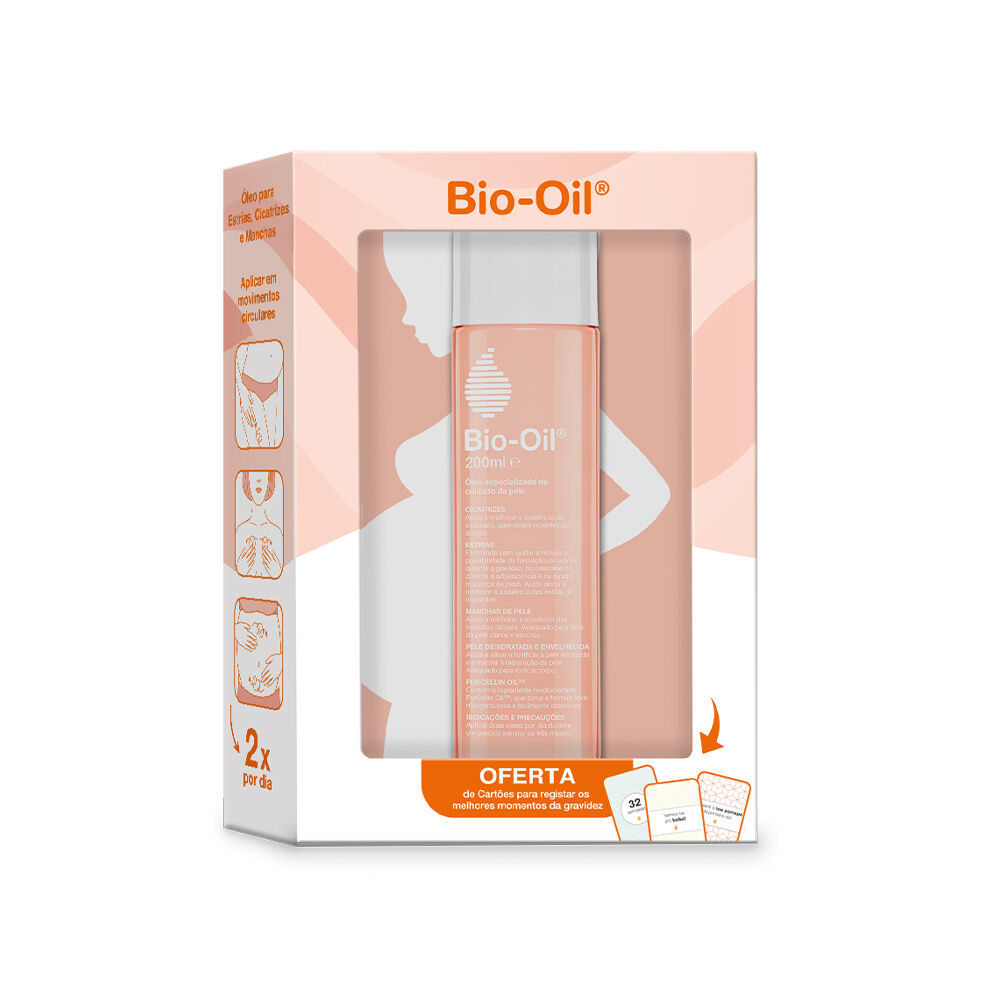 BIO + Pack Aceite Corporal Bio-Oil 200ml + Tarjetas Registro Momentos Embarazo