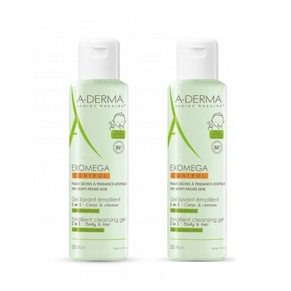 A-Derma Exomega Control Gel Limpiador Emoliente 2x500ml