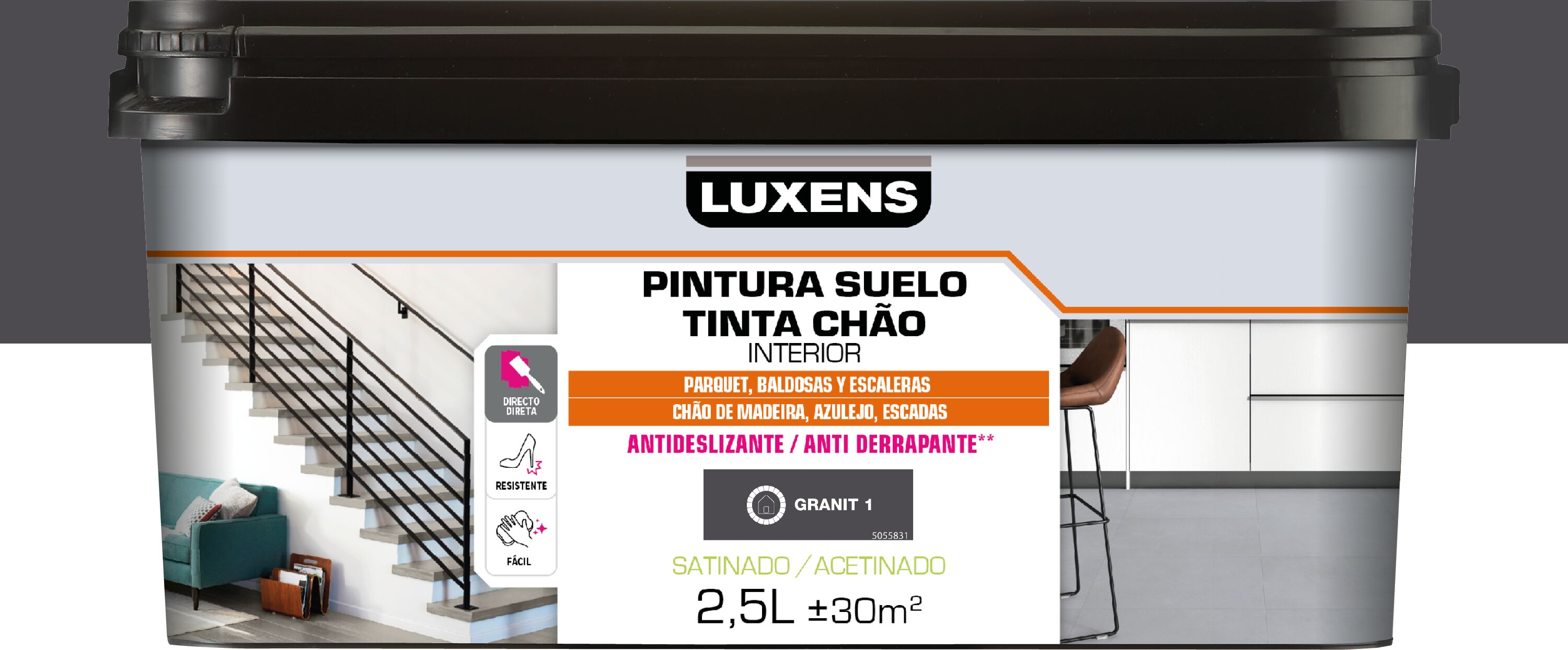 Pintura al agua suelo interior satinado luxens 2.5l granit1